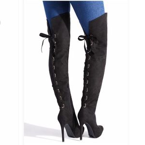 SEXY Thigh high lace up stiletto boots - 7" heel
